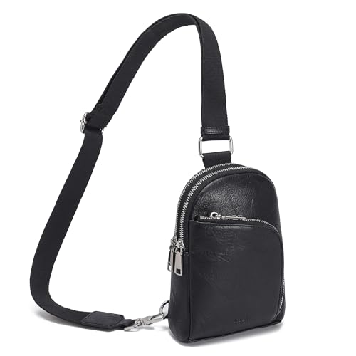 INICAT RFID Blocking Sling Bag, Anti Theft Crossbody Bag for Women Compact Travel Purses Leather - color: Dark Blackish