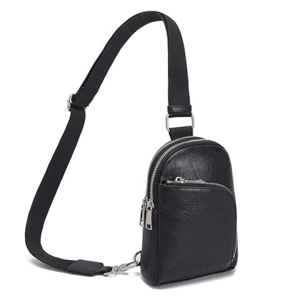 INICAT RFID Blocking Sling Bag, Anti Theft Crossbody Bag for Women Compact Travel Purses Leather - color: Dark Blackish