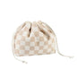 Cotton Quilted Drawstring Makeup Bag with Canvas Lining,Coquette Aesthetic Cute Travel Toiletry Bag,Drawstring Gift Bag for Women and Girls（19 Beige Checker） - color: 19 Beige Checker