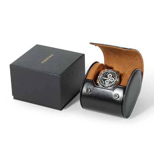 Premium Watch Travel Case, Odor-Free PU Leather Watch Roll for 1/2/3 Watches Protective Storage with Gift Box, Ideal for Men's Gifts & Business Travel, Black, Single Watch Case - color: Black, size: Single watch case