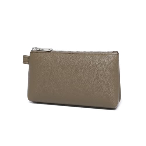 30 Color PU Faux Leather Travel Toiletry Bag for Women, Mini Cosmetic Pouch Organizer with 2 Dividers, Easy Clean Makeup Bag for Purse, Gift Idea (PU Faux Leather/Tea Color) - color: PU/Tea Color