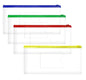 4PCS Clear Plastic Envelopes File Folders with Pockets PVC Pencil Case Pouch Zipper Storage Bags for Documents Cash Puzzles Travel Organizing Art Craft School Office Supplies, 9.4 x 4.7inch