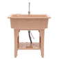 Laundry Sink Utility Sink Laundry Tub Utility Sink with Storage Shelf, Freestanding Sink with Faucet+Removable Drainboard, Garage Washing Station, Slop Sink for Laundry, Bathroom - Coffee - color: Coffee, 31.5 x 22.1 x 33.5in
