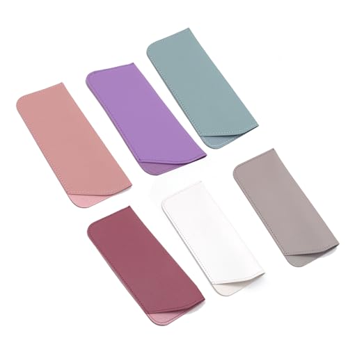 YYaaloa Soft Leather Glasses Sunglasses Cases 7x3 Inch PU Leather Travel Glasses Pouch for Women Men Kids - color: 6 Different Light Color