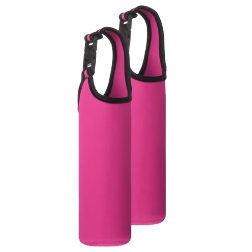 uxcell 2pcs Neoprene Carrier Water Bottle Sleeve, 15.5-20oz Insulated Water Glass Bottle Carrier Bag Collapsible Drink Bottle Sleeve Cover Holder with Handle, Rose Red - color: Rose Red