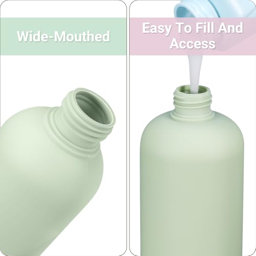 ASEVAT3.4oz 3Pcs Green Plastic Refillable Travel Shampoo and Conditioner Bottles Plastic Refillable Travel Shampoo Bottles with Flip Cap Shampoo and Conditioner Dispenser - color: Green, size: 3.4oz