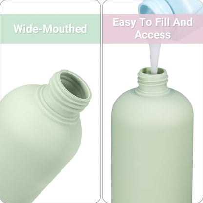 ASEVAT3.4oz 3Pcs Green Plastic Refillable Travel Shampoo and Conditioner Bottles Plastic Refillable Travel Shampoo Bottles with Flip Cap Shampoo and Conditioner Dispenser - color: Green, size: 3.4oz