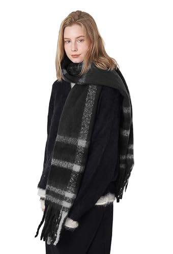 Halemet Vintage Scarfs for Women Warm Shawls and Wraps for Evening Dresses Soft Poncho Coat Thick Cardigan Wrap Cozy 2026 - color: Black