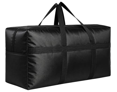 DoYiKe Extra Large Storage Duffle Bag with Zippers and Handles, Big Foldable Duffle Bag for Travel - color: Black, size: xxxxlarge - 56"l x 15"w x 27"h