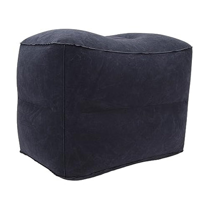 Foot Rest Pillow Inflatable Two Layer Single Air Valve PVC Flocking Portable Reducing Fatigue Airplane Foot Pillow for Office Home Travel (Dark Blue) - color: Dark Blue