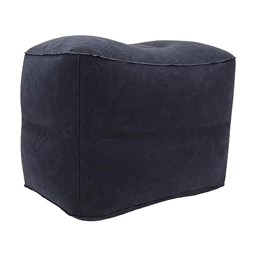 Foot Rest Pillow Inflatable Two Layer Single Air Valve PVC Flocking Portable Reducing Fatigue Airplane Foot Pillow for Office Home Travel (Dark Blue) - color: Dark Blue
