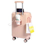 Carry-on Luggage with Cup Holder & USB Charging Port, Hard Side Luggage with Spinner Wheels, Lightweight Luggage for Travel, Business (Pink, Carry-On 20-Inch) - color: Pink