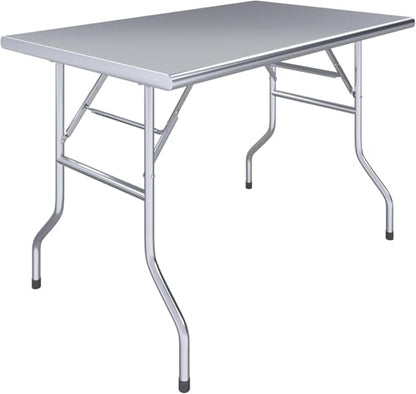 Premium Quality Stainless Steel Open Base Folding Utility Table - Folding Work Table for Commercial Kitchen, Restaurant, Hotel and Garage - NSF (30" x 48" Without Undershelf) - size: 30" x 48" without Undershelf