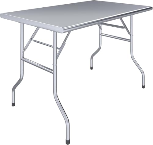 Premium Quality Stainless Steel Open Base Folding Utility Table - Folding Work Table for Commercial Kitchen, Restaurant, Hotel and Garage - NSF (30" x 48" Without Undershelf) - size: 30" x 48" without Undershelf