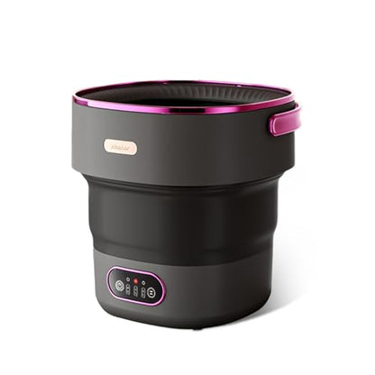 13L Portable Mini Washing Machine with Spin Dryer, Collapsible Small Washer for Baby Clothes & Underwear, 3 Deep Cleaning Modes, Foldable Laundry Tub for Apartment, RV, Travel, Camping (Black Purple)