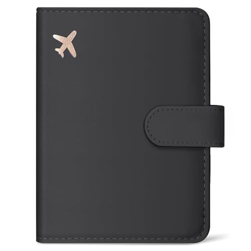 Passport Holder for Travel Essentials, RFID Blocking Leather Cover Wallet with Magnetic Closure, Aesthetic & Cute Passport Book Case for Women and Men - Black - color: Z.Black