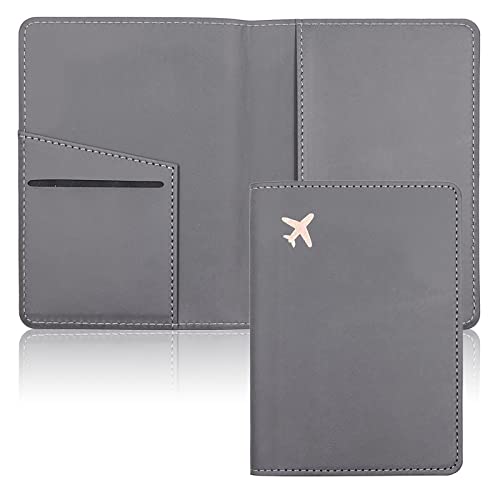 Passport Wallet, Gray, Unisex, Faux Leather, Waterproof, Slim, Lightweight, RFID Blocking, 2-in-1 Design, with Document Slots, Credit Card Slots, SIM Card Slots - color: Gray, style: Minimalist