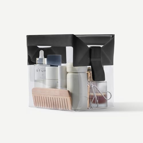 Cadence Parcel - Clear Kit with Magnetic Closure - Durable and Leak-Resistant Travel Toiletry Kit - Modular Design - Hygiene Bag for Travel Essentials - 2 Qt - Ink - color: Ink, size: Large