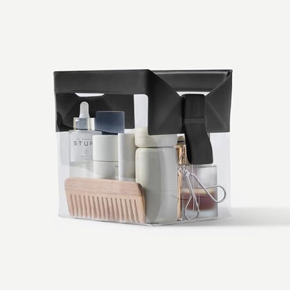 Cadence Parcel - Clear Kit with Magnetic Closure - Durable and Leak-Resistant Travel Toiletry Kit - Modular Design - Hygiene Bag for Travel Essentials - 2 Qt - Ink - color: Ink, size: Large