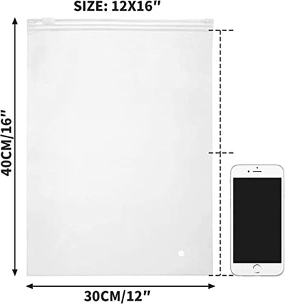 100pcs 3 mil Thick 12x16 inch Plastic Bags for Small Business, Poly Frosted Zipper Bags for Clothes, Jeans, Jacket, T Shirt Swimsuit for Shipping, Mailing, with Vent Holes - size: 12x16"
