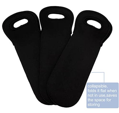 Wine Carrier Tote Bag Set of 3 Neoprene Champagne Bottles Protective Travel Bag Beer Cans Water Bottle Holder for Safe Transportation(Black)