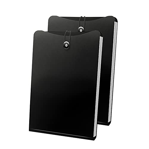 Vertical Accordion File Folder, Expanding File Document Organizer Bag for A4 Letter Size (2 Pack, Black) - color: Black