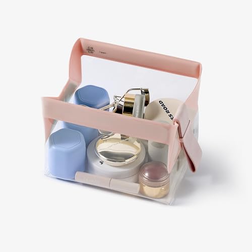 Cadence Parcel - Clear Kit with Magnetic Closure - Durable and Leak-Resistant Travel Toiletry Kit - TSA-Compliant & Modular Design - Hygiene Bag for Travel Essentials - 1 Qt - Rose - color: Rose, size: Medium