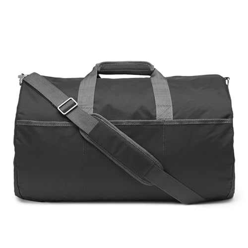 Amazon Essentials Lightweight 20-inch Duffel Bag for Travel with 30 lb Weight Capacity, Zippered Pockets, Collapsible Design, Black - color: Black, size: 20 inches