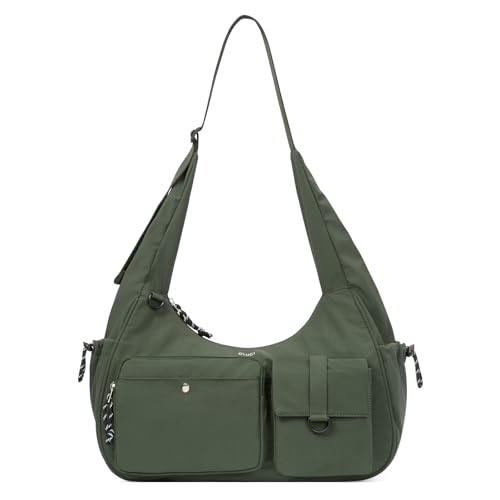 CLUCI Purses for Women, Anti Theft Crossbody Bags for Woman Travel, Water-Resistant Nylon Shoulder Handbags-Multiple Pockets - color: Large-green