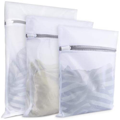 Mesh Laundry Bags for Delicates, 3 Pack Laundry Bags Mesh Wash Bags in 3 Sizes(1 Large, 1 Medium, 1 Small), Durable and Gentle Lingerie Bags for Washing Delicates, Garment Bag for Washing Machine - style: Fine Mesh