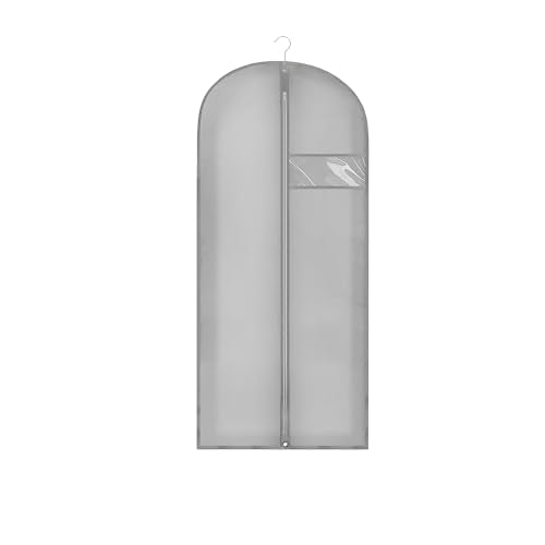 45" Garment Bags for Hanging Clothes, Dress Bags for Gowns Long with Clear Window, Foldable Suit Bag Cover for Travel and Storage (Grey) - color: Grey 45"