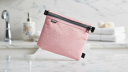 GOX Travel Toiletry Bag Carry On Zipper Pouch Cosmetic Kit Makeup Digital Bag Water Repellent Nylon (Pink) - color: Pink