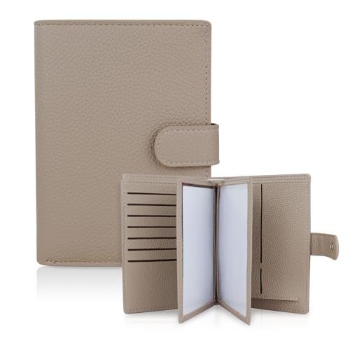 FuninCrea Passport Wallet with 22 Card Slots, Faux Leather Passport Holder for Travel Portable Travel Wallet for Women and Men (Khaki) - color: Khaki