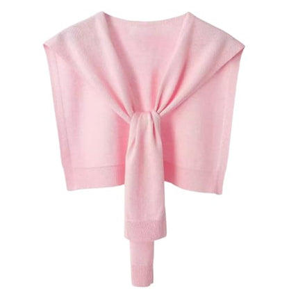 WaJuemy Women's Sweater Shawl Wraps Sleeves Knitted Collar Sweater Scarf Top Casual Lightweight Shoulder Cape Accessories - color: 19 Pink