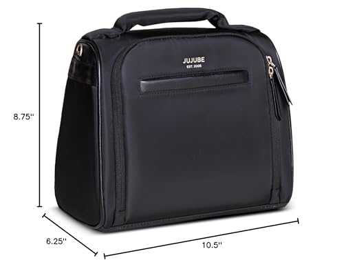 JuJuBe Insulated Bottle Bag, Breastmilk Cooler, Fits 3 Baby Bottles, Storage Tote for Nursing Mom, Daycare & Travel, Lunch Bag w/Handle & Shoulder Strap (Black) - color: Black