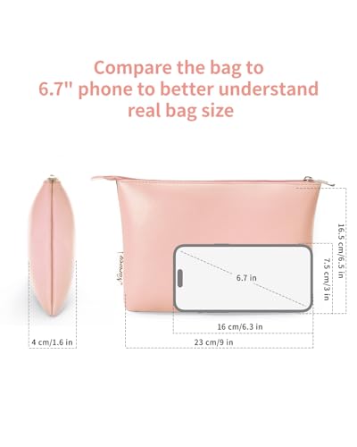Narwey Small Makeup bag for Purse, Small Makeup Pouch for Purse Cosmetic Bag with Zipper, Cute PU Leather Make up Pouch for Women Girls (Pink) - color: A-Pink