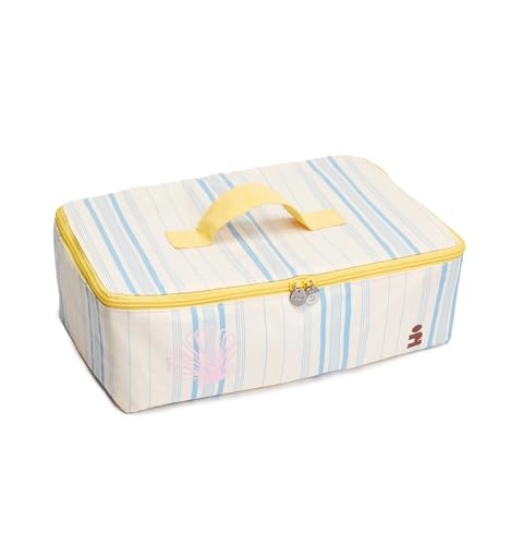 Tagi. Star Compression Packing Cube for Travel – Waterproof Lightweight Luggage Organizer Bag, Metal Slider Zipper Space Saver for Suitcase, Carry-On Travel Essentials, Large - color: Sea Salt Stripes L