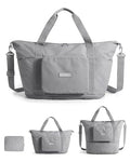 BAGSMART Foldable Travel Bag, 37L Expendable Personal Item Bag, Lightweight Weekender Bags for Women, Water Resistant Extra Carry on for Travel, Gray - color: Grey