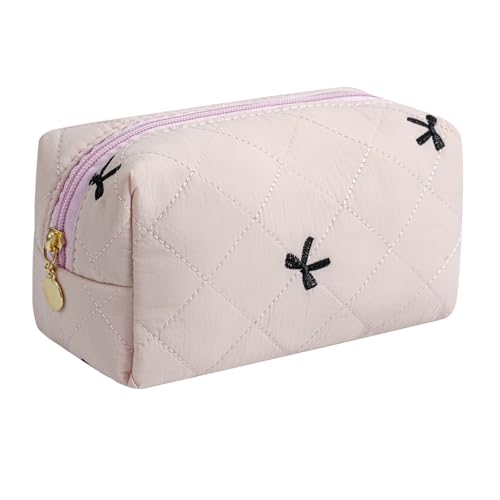 Makeup Bag Travel Cosmetic Bag for Women Girls, Zipper Make Up Pouch, Floral Flowers Toiletry Organizer Makeup, Portable Storage Cosmetic Travel Cloth Bag (Light Pink) - color: C7 Light Pink