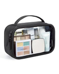 BAGSMART TSA-Approved Toiletry Bag, Large Opening Clear Makeup Bag with Handle, Quart Sized Travel Toiletry Bag, Carry-On Airline Compliant for Men and Women (Black) - color: Black, size: Medium