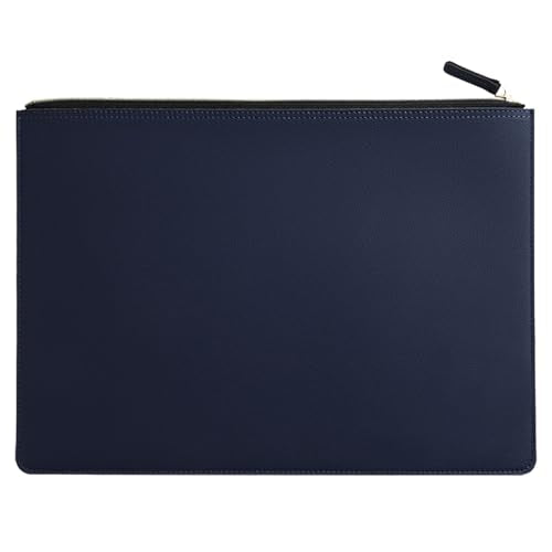 PU Leather A4 File Folder Zipper Document Holder Envelope Folder Case for Receipt Contract (Blue) - color: Blue