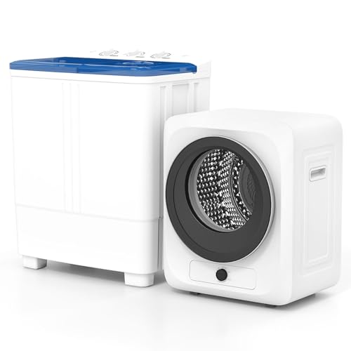 Auertech Portable Washer and Dryer Combo, 20 Lbs Twin Tub Washing Machine, 1.5 Cu.Ft Compact Clothes Dryer, Portable Washing Machine and Dryer Set for Apartment, RV, Dorm, White - color: White+White, size: 1.5cuft +20lbs