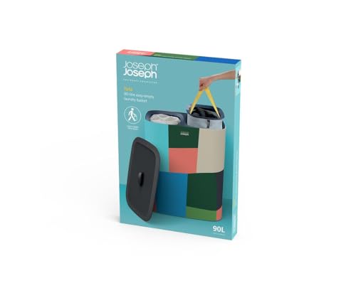 Joseph Joseph Tota 90 liter/23.8 gallon Laundry Hamper Separation Basket with lid, 2 Removable Washing Bags with Handles - Multicolor - color: Multicolor, style: Dual Compartment 90L