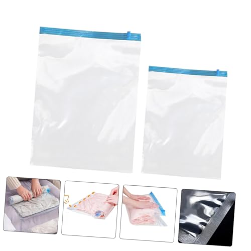 Ipetboom 12pcs Vacuum Compression Bags for Travel Clothes Storage, Hand Roll-up Reusable Space Saver Bags, Pa+pe Material, 35x50cm 40x60cm, Luggage Packing Organizer