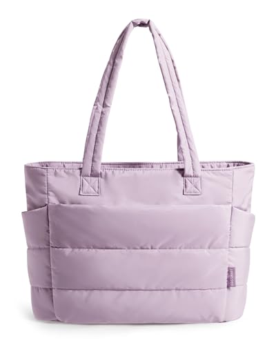 BAGSMART Tote Bag for Women, Lightweight Puffy Tote Bag with Compartments Shoulder Bag Handbag for Travel, Work, Gym | Lightweight - color: Pinkish-purple, size: Standard
