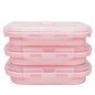 CCyanzi 3piece Collapsible Food Storage Containers with Lids, Silicone Lunch Container, Microwave & Freezer Safe, Space Saving for Kitchen Cabinet and Camping Backpack,(pink) - color: pink