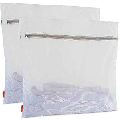 Polecasa Heavy Duty Mesh Laundry Bags for Delicates – 2 Pack with Sturdy Zipper for Lingerie, Coats, Baby Clothes, Underwear – Washing Machine & Dry Safter 24 x 24 Inches (2 XX-Large) - size: 2 Jumbo