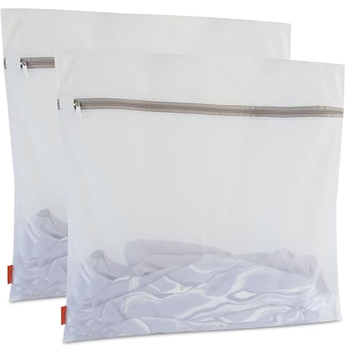 Polecasa Heavy Duty Mesh Laundry Bags for Delicates – 2 Pack with Sturdy Zipper for Lingerie, Coats, Baby Clothes, Underwear – Washing Machine & Dry Safter 24 x 24 Inches (2 XX-Large) - size: 2 Jumbo