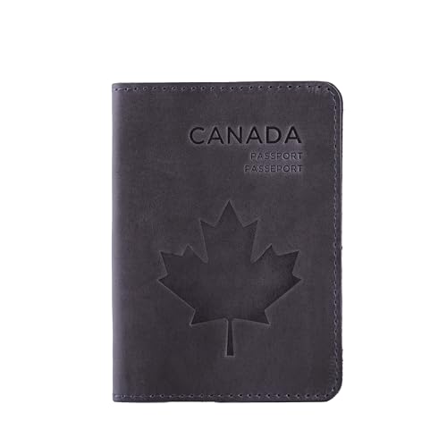INCARNE Leather Passport Holder for Travel - Passport Case - Passport Wallet for Men - Passport Cover for Women Sleeve Protector - Travel Essentials Vacation Luggage Travel Gifts - Vintage Gray - color: Vintage Gray, style: Maple Canada