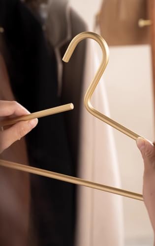 Premium Matte Gold Aluminum Coat Hangers 100 Piece Set, 16.5” Extra Smooth & Durable Metal Shirt Dress Hanger,Aluminum Alloy Hanger,Clothing Support,Clothing Hang - style: Golden Elegant Hangers（100）